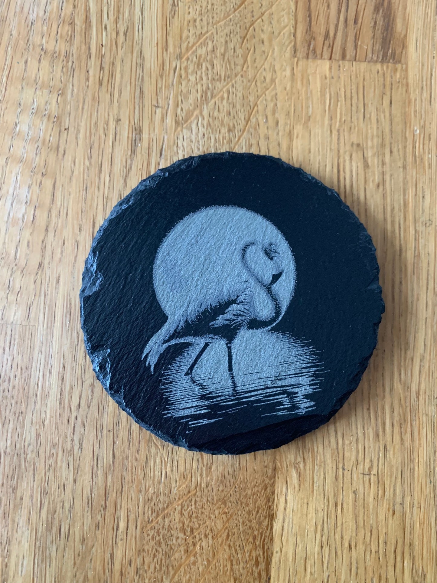 Underlägg i skiffersten med Flamingo motiv natur